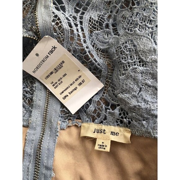 Just Me Women’s Lace Blue Nude Lined Lace Sheath Dress size M - Picture 8 of 12